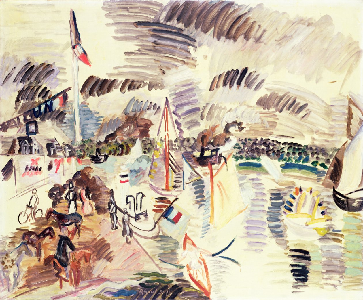 Caudebec, 1913 körül (gouache, papír) alkotó: Raoul Dufy