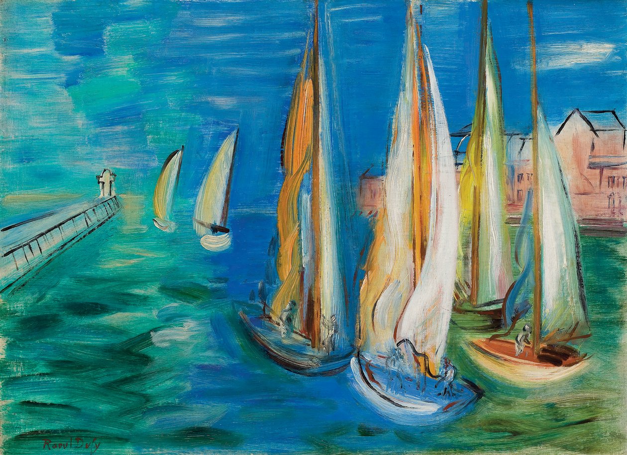 A vitorlások indulása Deauville-ben; Depart des voiliers a Deauville, 1930 körül (olaj, vászon) alkotó: Raoul Dufy