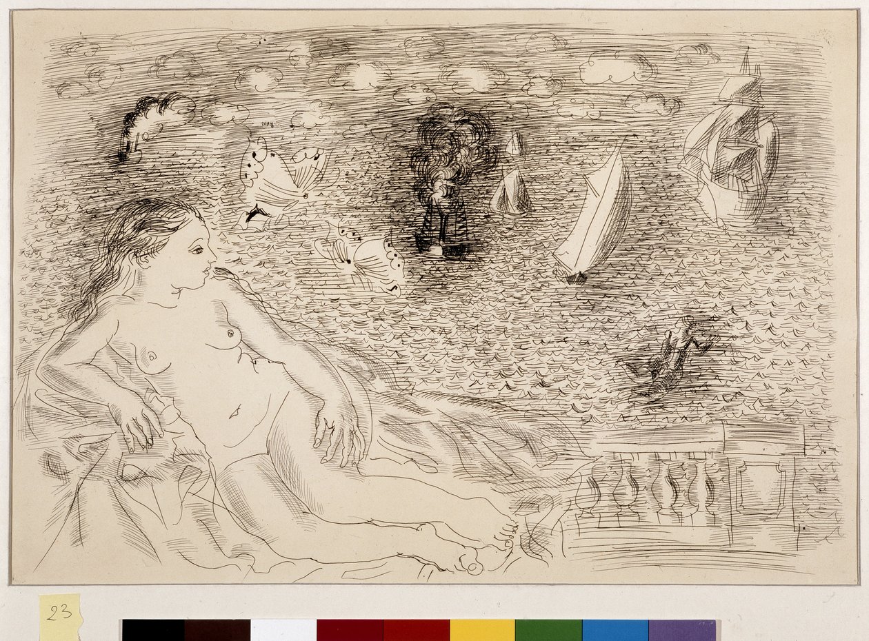 Femme nue devant la mer (olaj, vászon) alkotó: Raoul Dufy