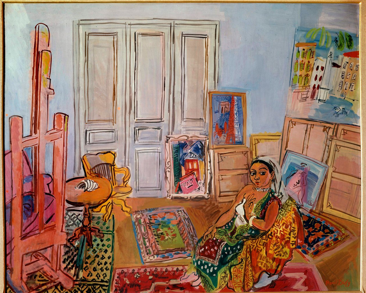 Hindu modell a műhelyben, 20. század (olaj, vászon) alkotó: Raoul Dufy