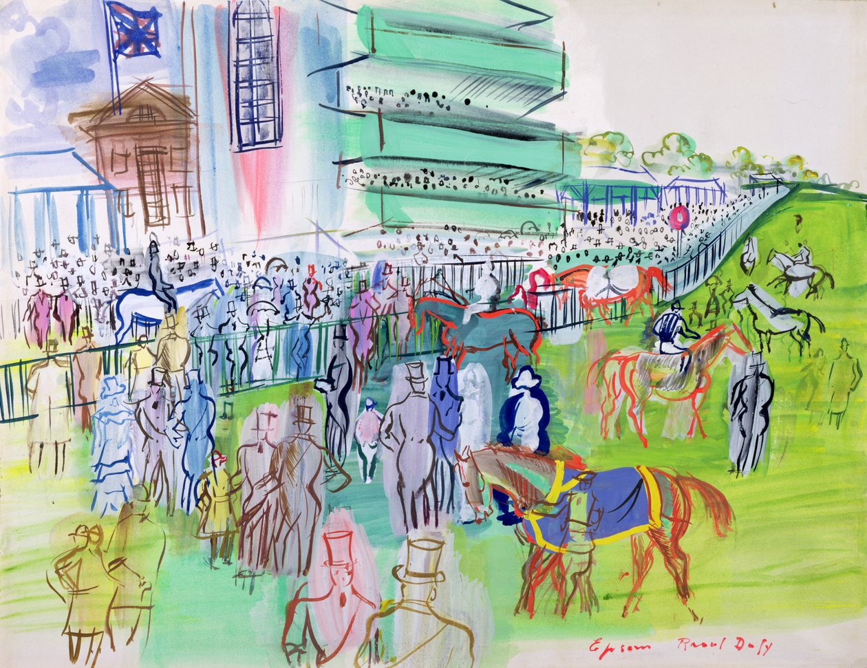 Az Epsom-i tribün előtt, 1937 körül (akvarell és gouache, papír) alkotó: Raoul Dufy