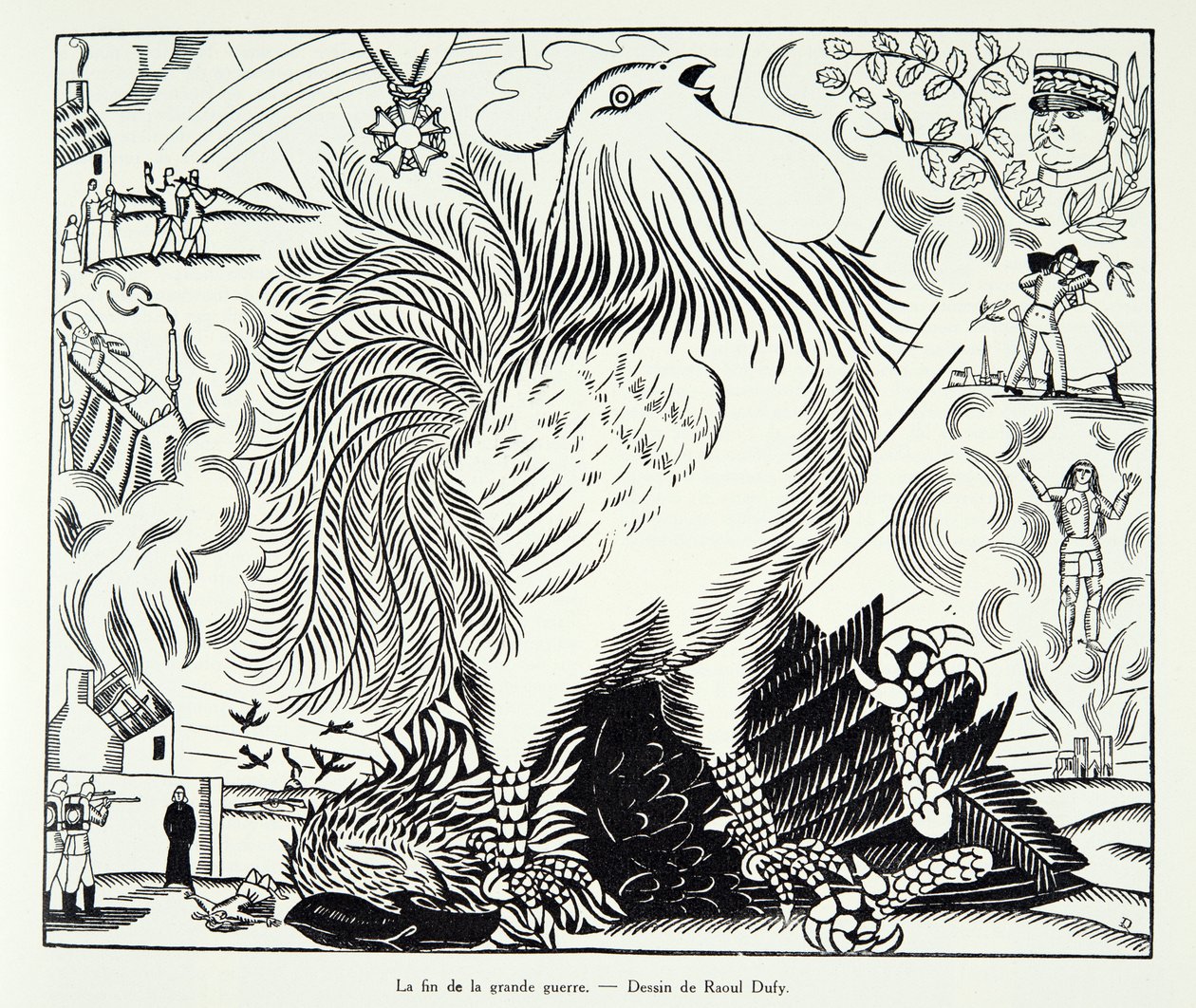 A Nagy Háború vége, a Histoire de la Troisieme Republique, I. kötet, Politikatörténet, 1933-as kiadás (litográfia). alkotó: Raoul Dufy