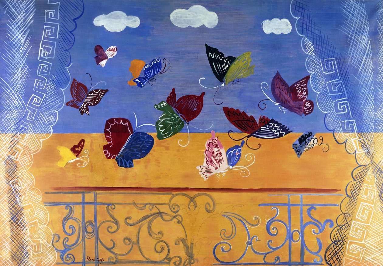 Nyitott ablak pillangókkal alkotó: Raoul Dufy