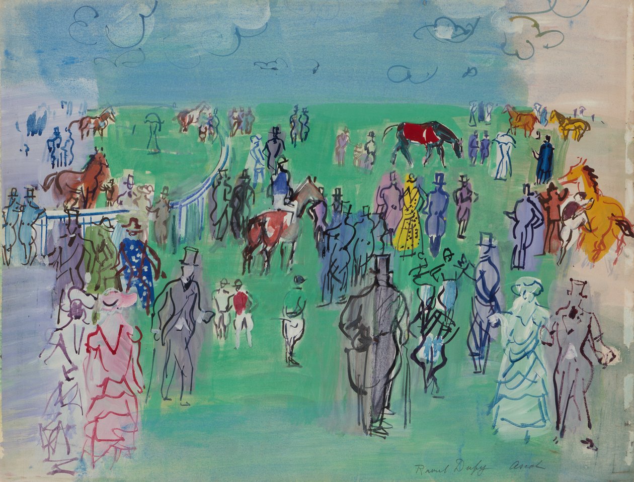 Paddock at Ascot (gouache és akvarell, papír) alkotó: Raoul Dufy