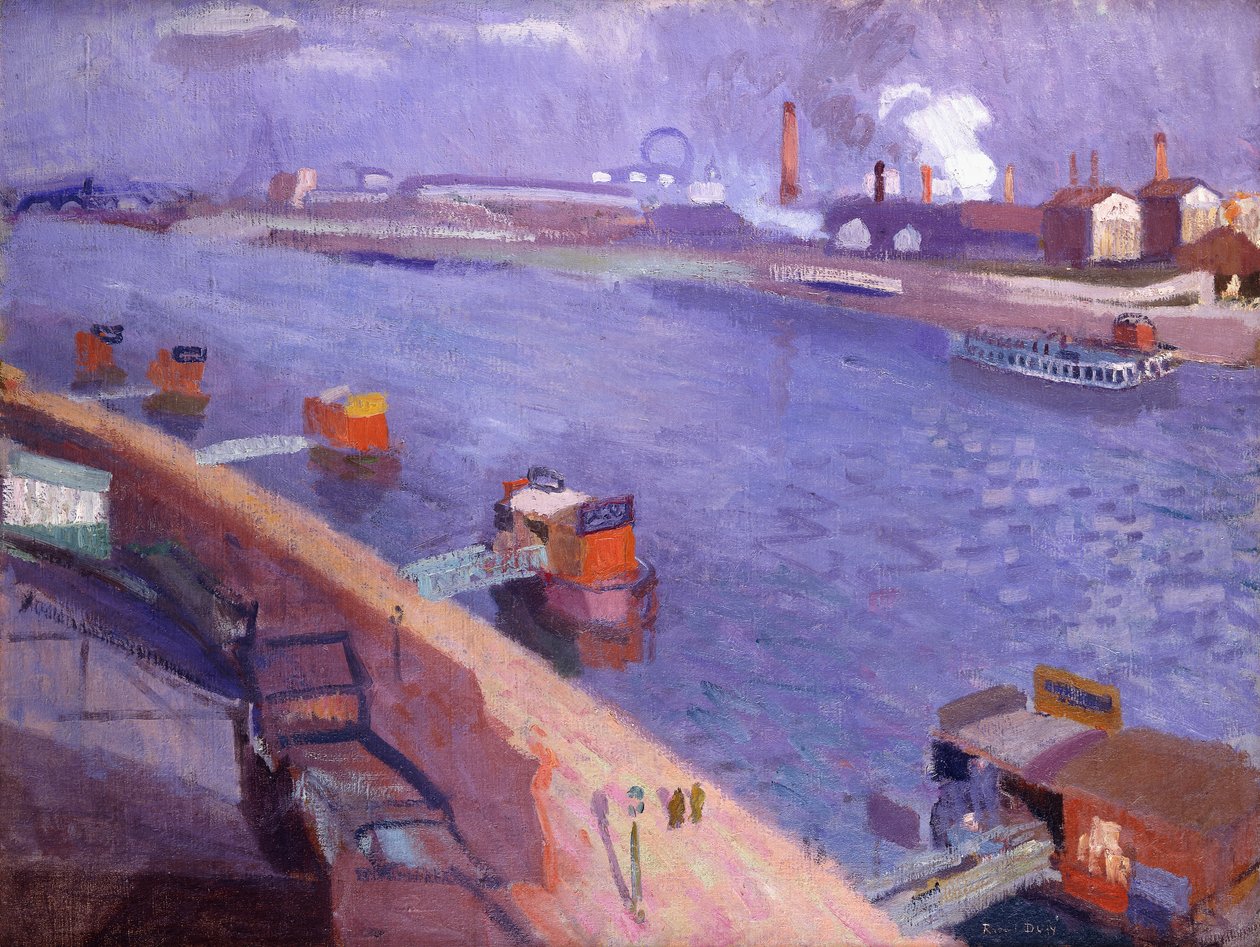 Szajna rakpartok; Eiffel-torony a távolban; Quais de la Seine; La Tour Eiffel au Lointain alkotó: Raoul Dufy
