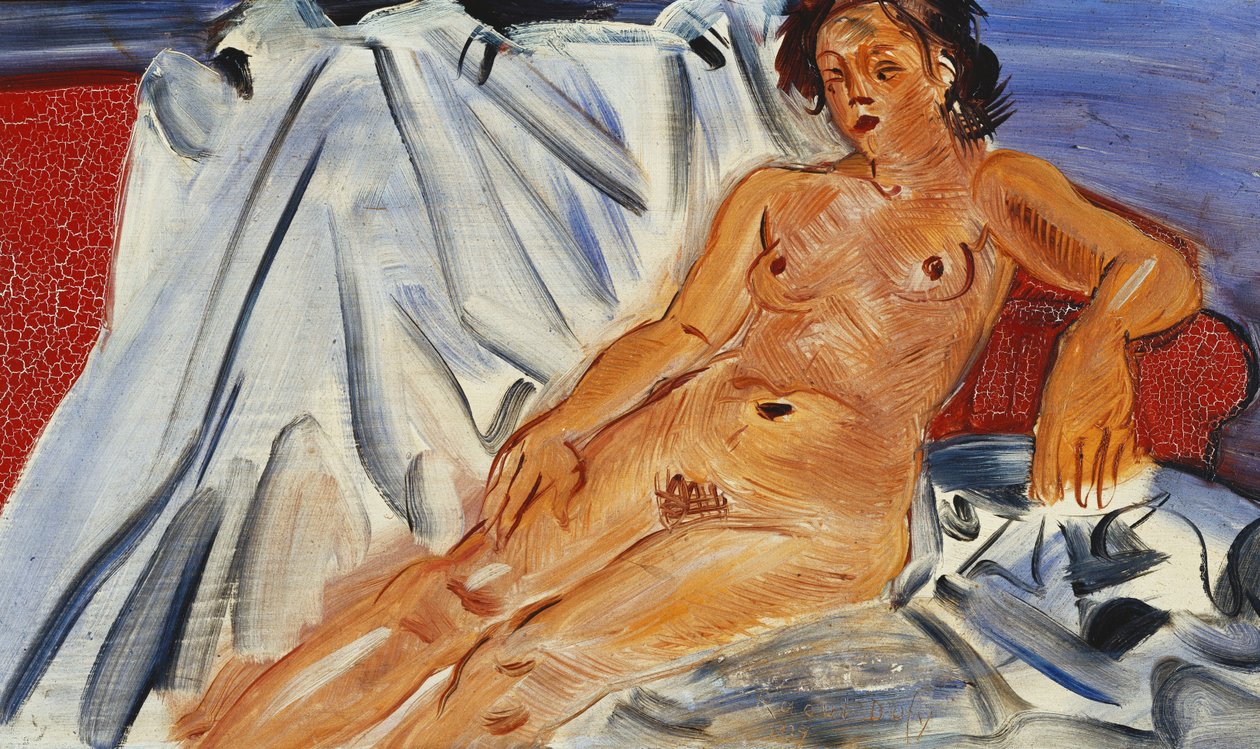 Fekvő akt a vörös kanapén; Nu Couche sur Canape Rouge alkotó: Raoul Dufy