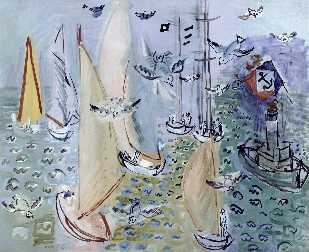 Regátusok a sirályokkal, 1930 körül (olaj, vászon) alkotó: Raoul Dufy