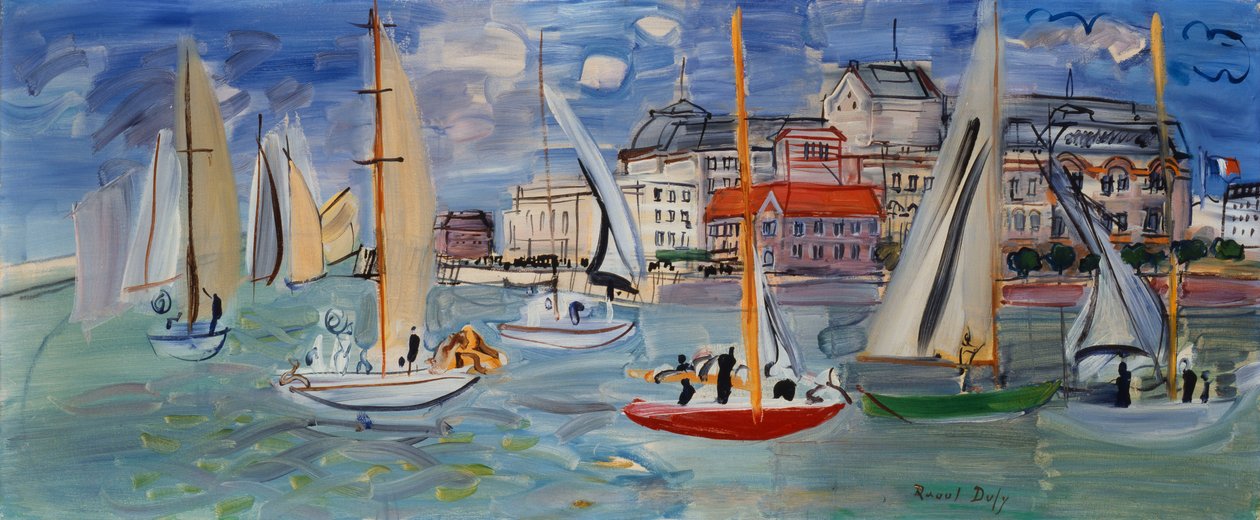 Regatták Trouville-Deauville kikötőjében, 1938 körül (olaj, vászon) alkotó: Raoul Dufy