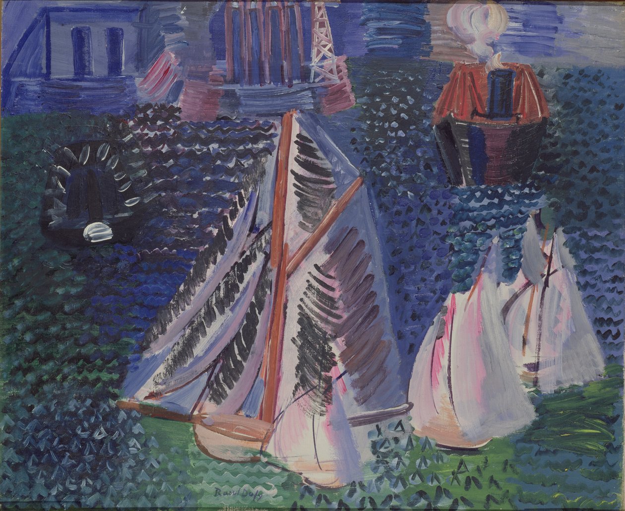 Vitorlások Le Havre kikötőjében, 1925 körül (olaj, vászon) alkotó: Raoul Dufy