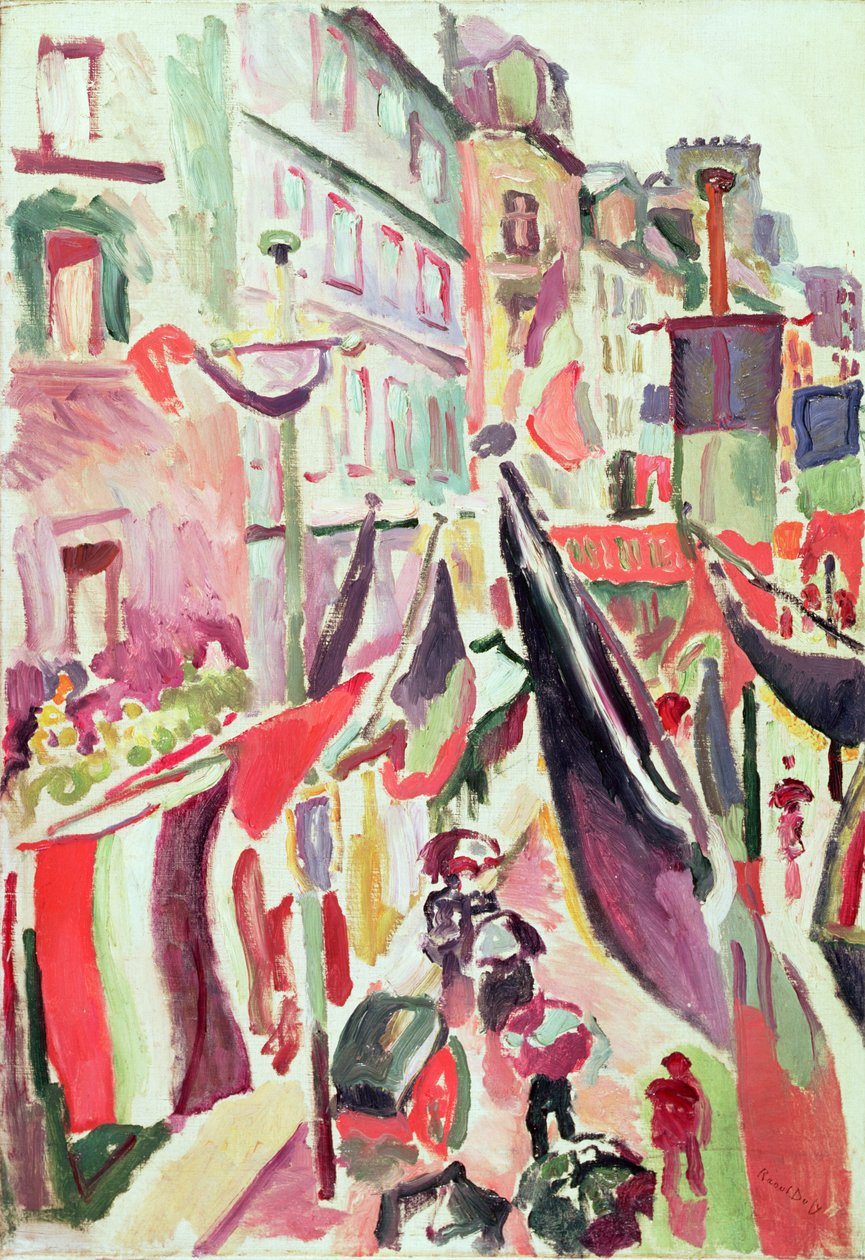 Zászlókkal díszített utca, Le Havre (olaj, vászon) alkotó: Raoul Dufy