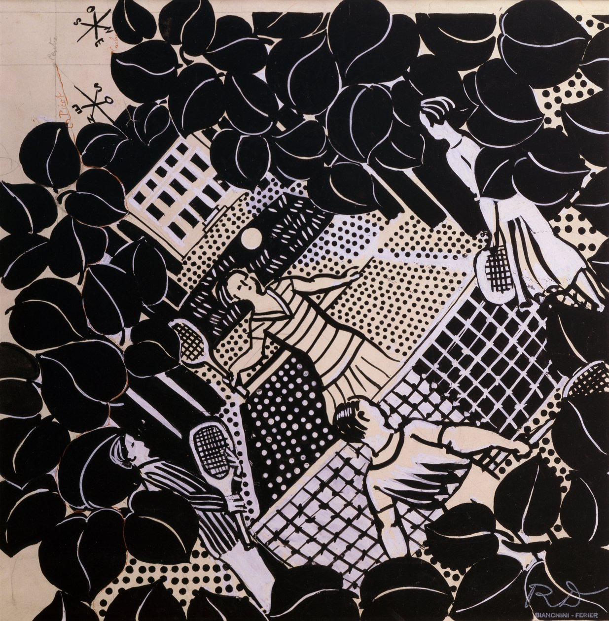 Tenisz (toll és tus, gouache, papír) alkotó: Raoul Dufy