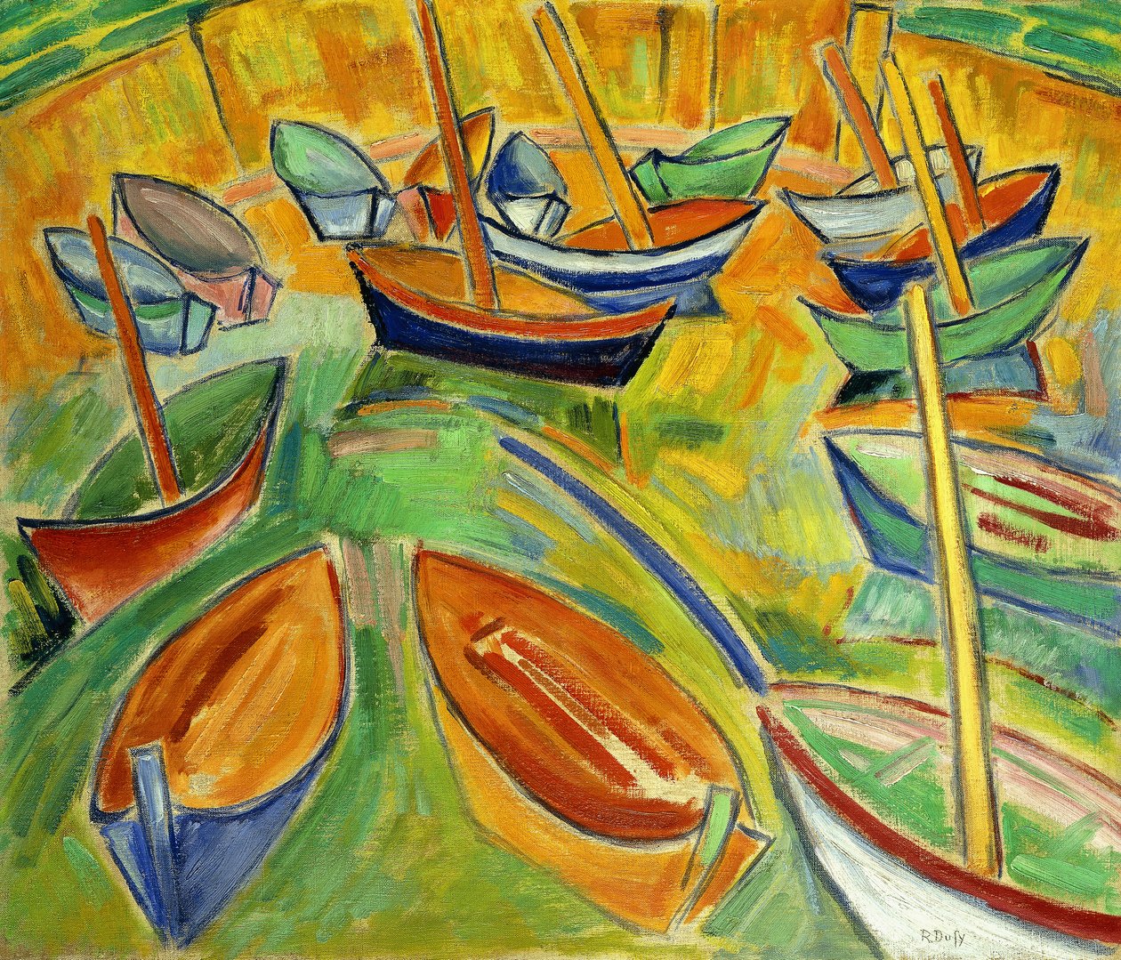 A Martigues-i bárkák; Le Barques a Martigues, 1907 körül (olaj, vászon) alkotó: Raoul Dufy