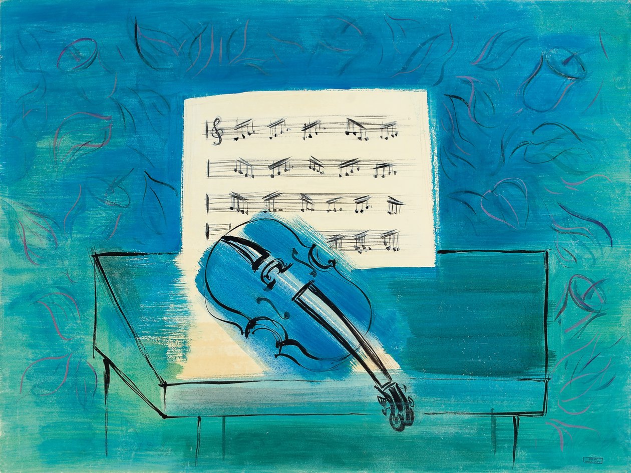 A kék hegedű, 1946 körül (gouache, akvarell és tus, papír) alkotó: Raoul Dufy
