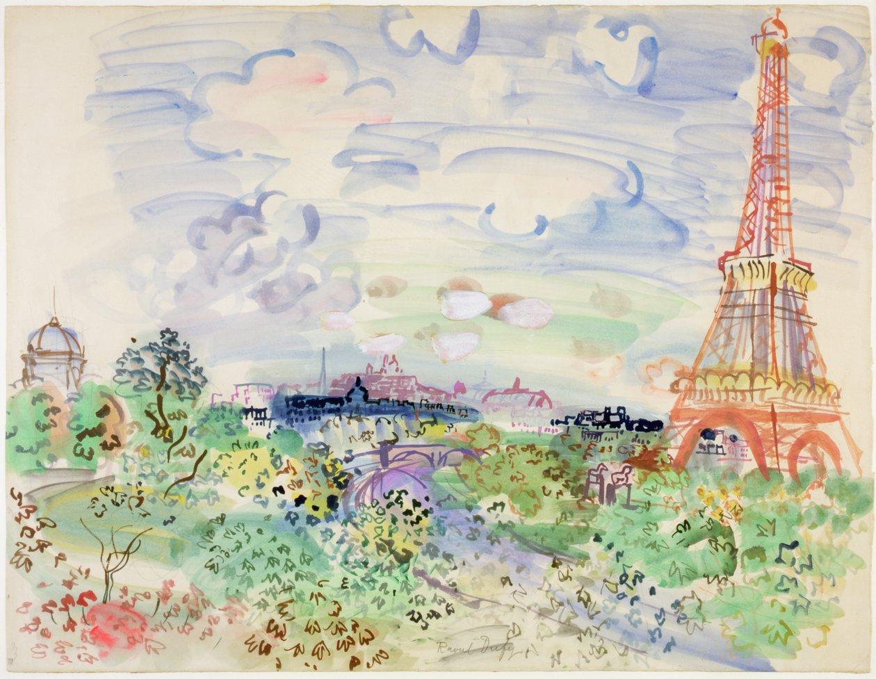 Az Eiffel-torony, 1935 körül (akvarell és ceruza, papír) alkotó: Raoul Dufy