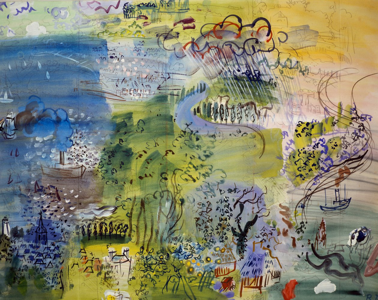 Az elektromosság tündére, Raoul Dufy (1877-1953), akvarell. Franciaország, 20. század. alkotó: Raoul Dufy