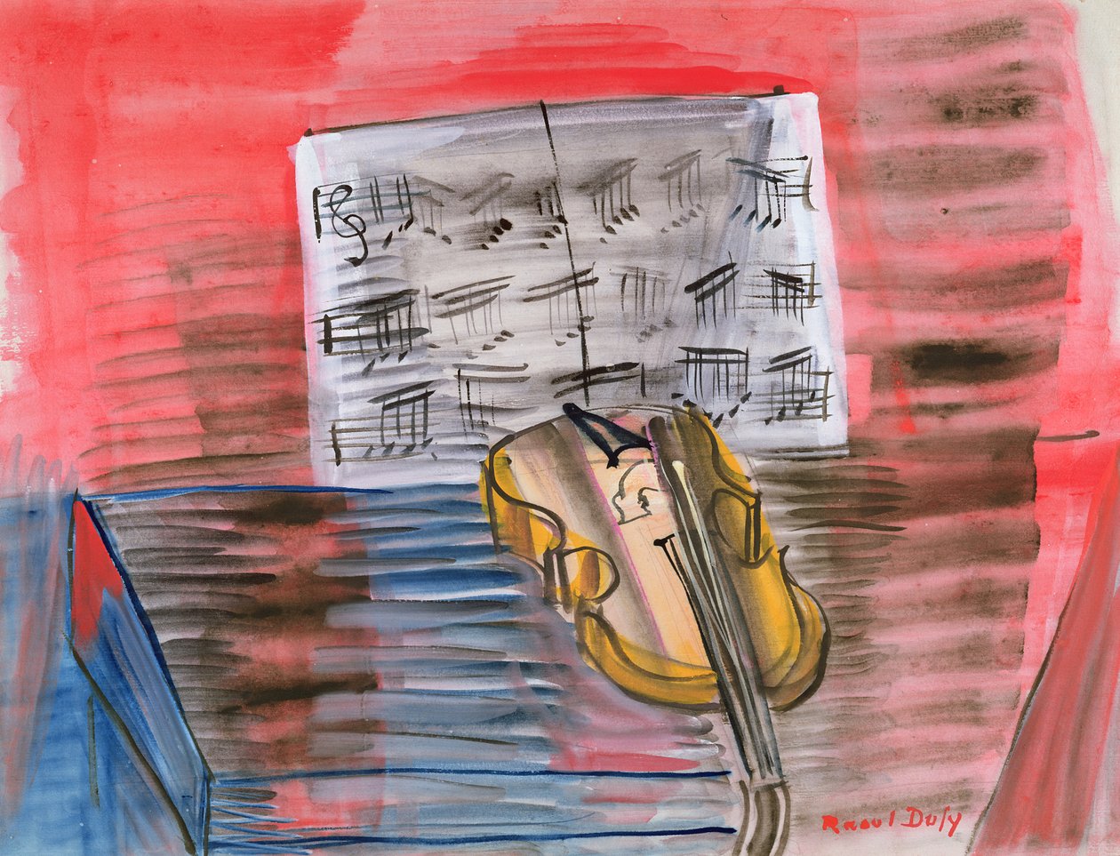 A sárga hegedű (gouache  ceruza, papír) alkotó: Raoul Dufy