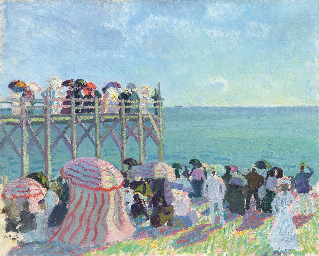 A Trouville-i strand és móló alkotó: Raoul Dufy
