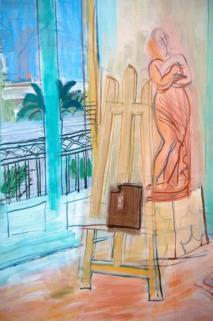 A festő műterme a vörös szoborral alkotó: Raoul Dufy