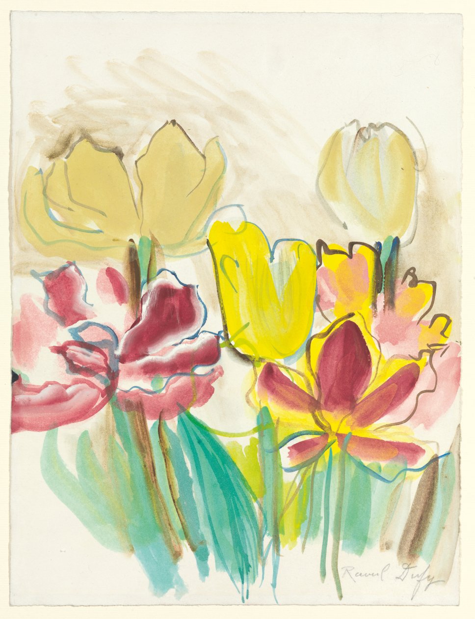 Tulipánok Colette herbáriumába, 1948 körül (gouache és akvarell, papír) alkotó: Raoul Dufy