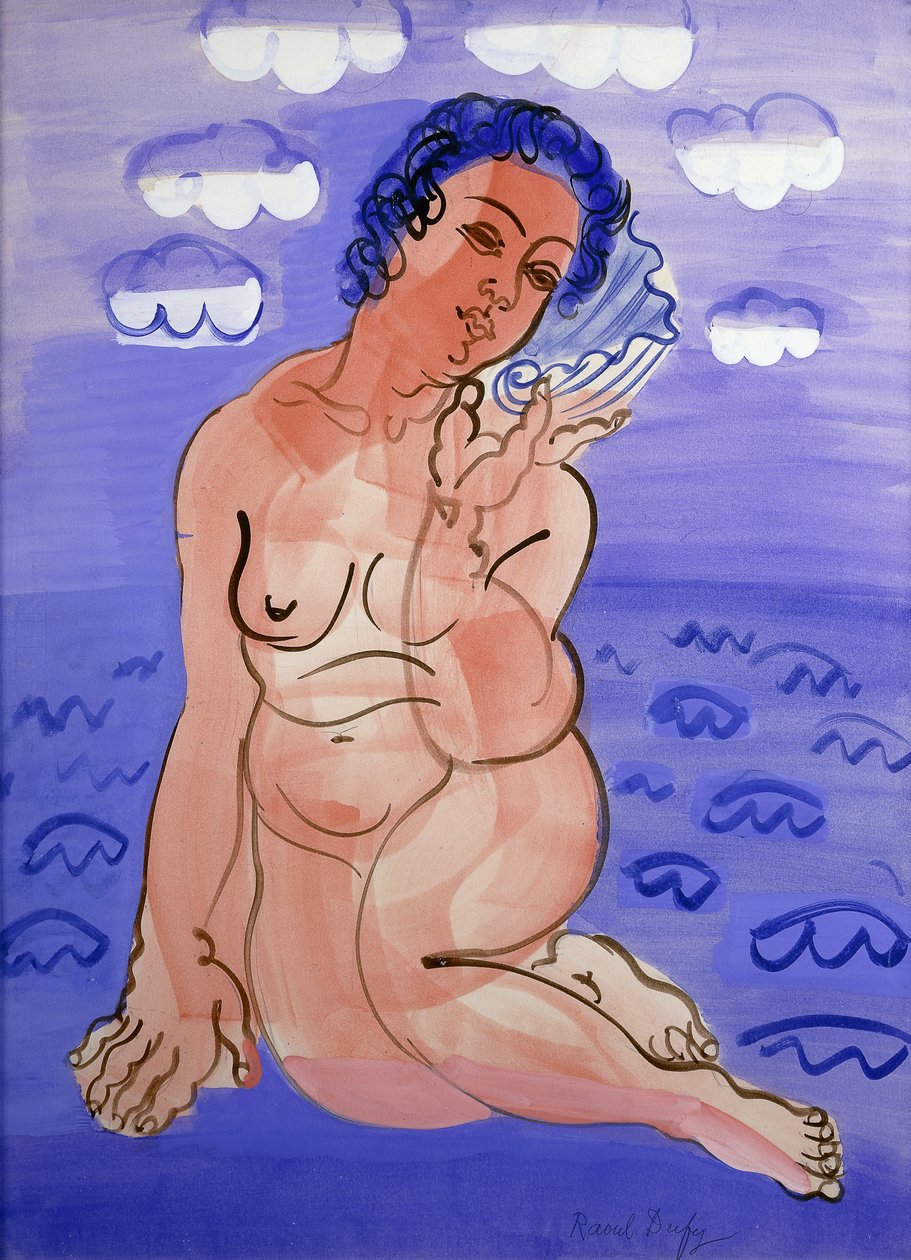 Vénusz kagylóval; Venus a la Coquille, 1925-1930 körül (akvarell és gouache ceruzával, papírra festve) alkotó: Raoul Dufy