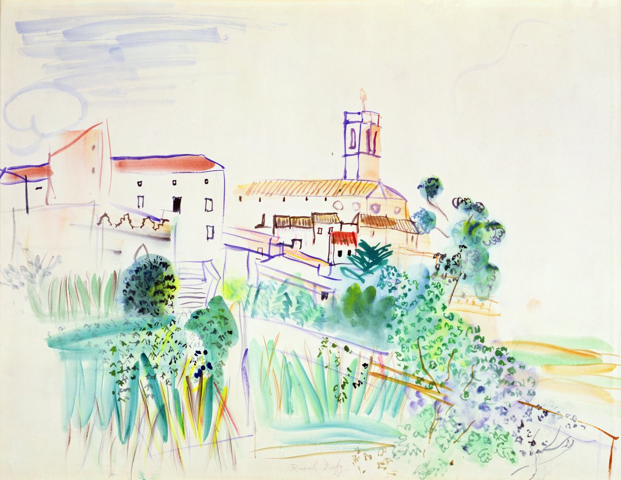 Provence-i falu (akvarell, papír) alkotó: Raoul Dufy