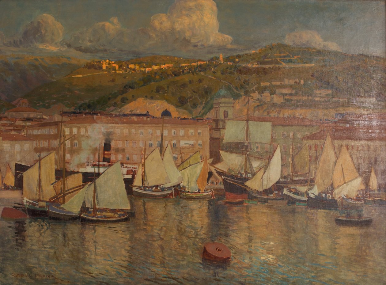 Nyári este (Fiume kikötője) alkotó: Raoul Frank