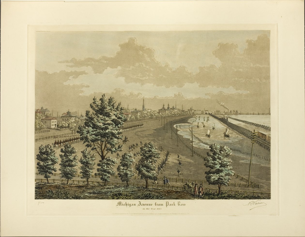 Michigan Avenue a Park Row-tól 1865-ben alkotó: Raoul Varin