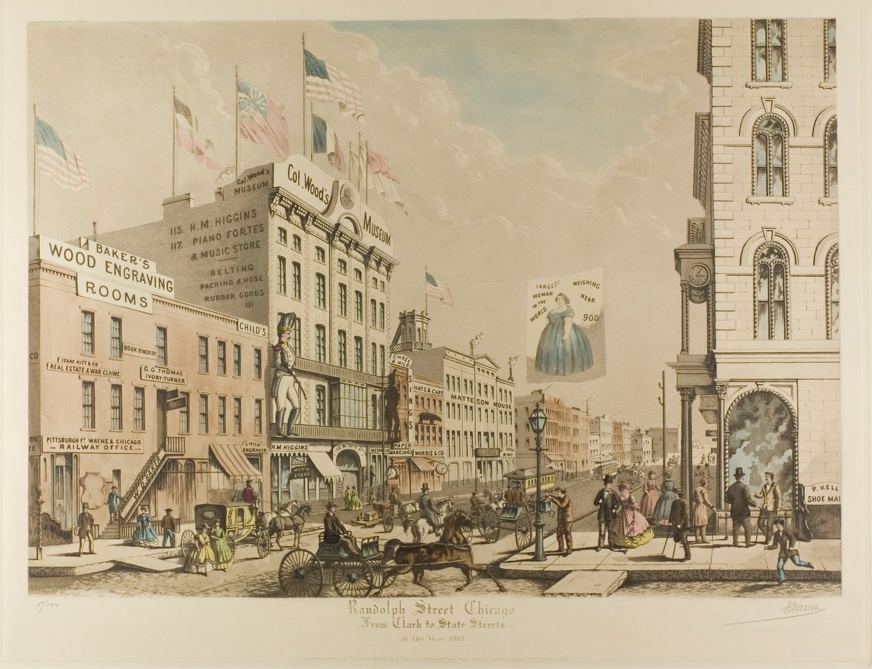 Randolph Street, Chicago, Clarktól a State Streetsig 1865-ben alkotó: Raoul Varin