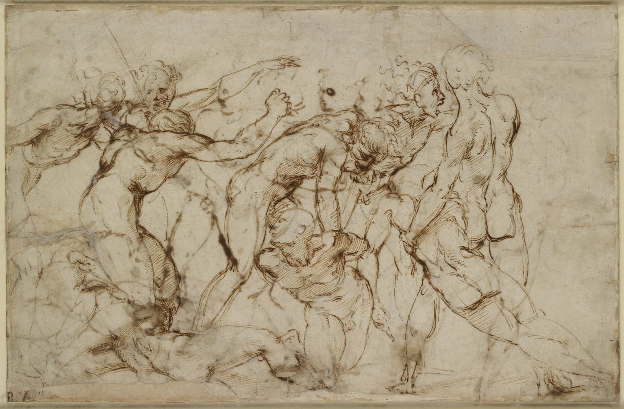 Meztelen harcosok csatája foglyokkal, WA1846.179 alkotó: Raffaello Sanzio Raphael