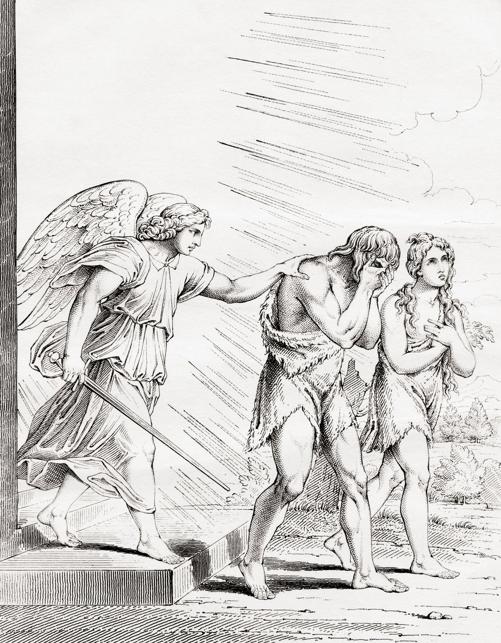 Ádám és Éva kiűzve a Paradicsomból, 19. század alkotó: Raffaello Sanzio Raphael