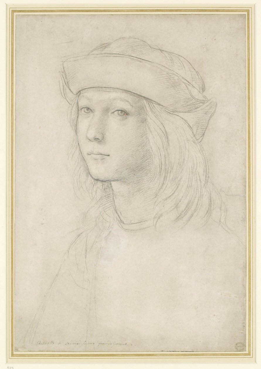 Önarckép (papíron fehérrel magasított kréta) alkotó: Raffaello Sanzio Raphael