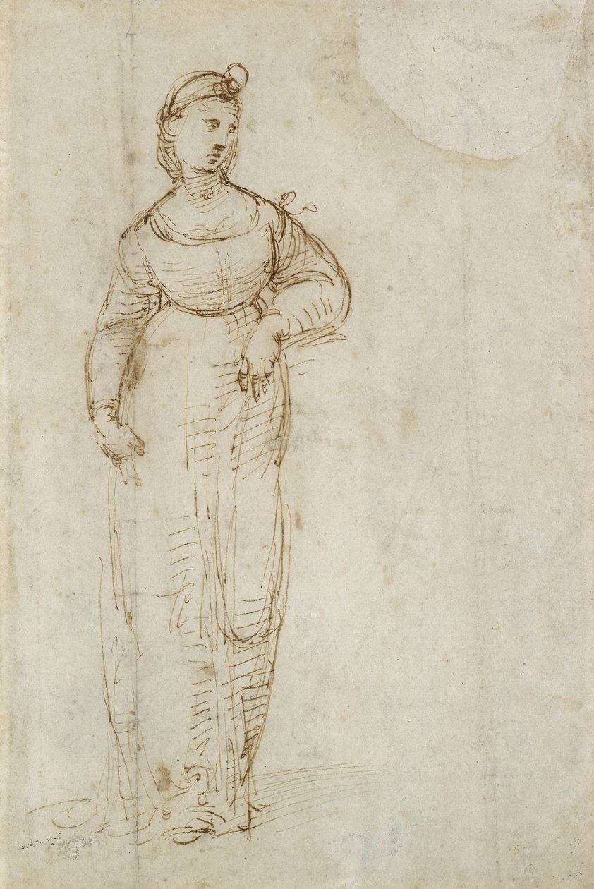 Szent Katalin (toll és barna tinta papíron) alkotó: Raffaello Sanzio Raphael