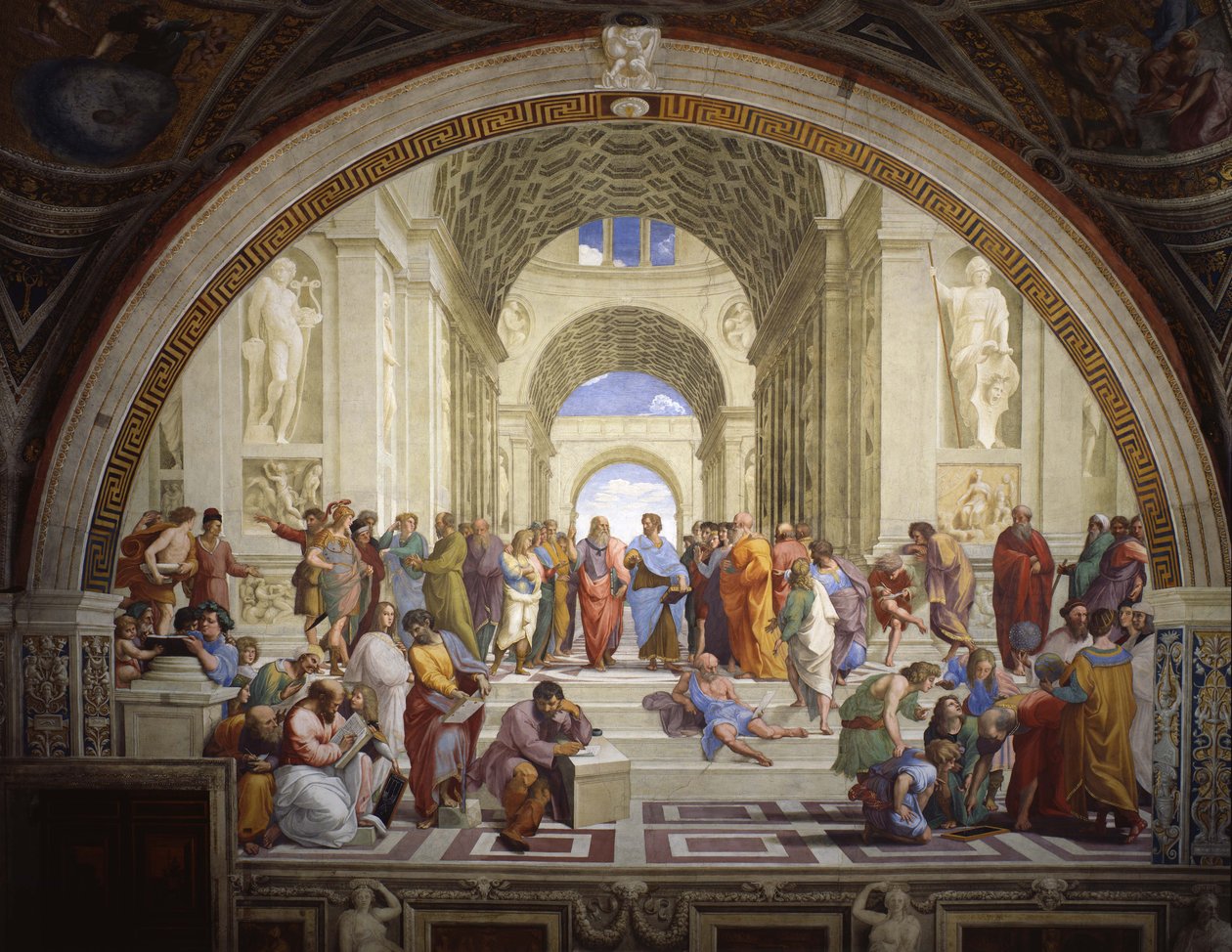 A Segnatura im Vatikan für Papst Julius II., Wandfresko szobája alkotó: Raffaello Sanzio Raphael