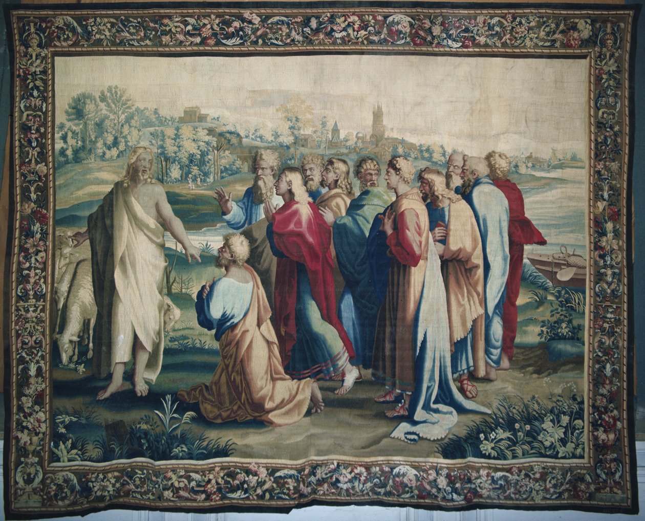 Az apostolok cselekedeteit, Szent Pál elhívását ábrázoló kárpit az apostolok részlete, a Beauvais-műhelyben szőtt Philippe Behagle irányításával 1641-1705, 1695-98 gyapjú kárpit alkotó: Raffaello Sanzio Raphael