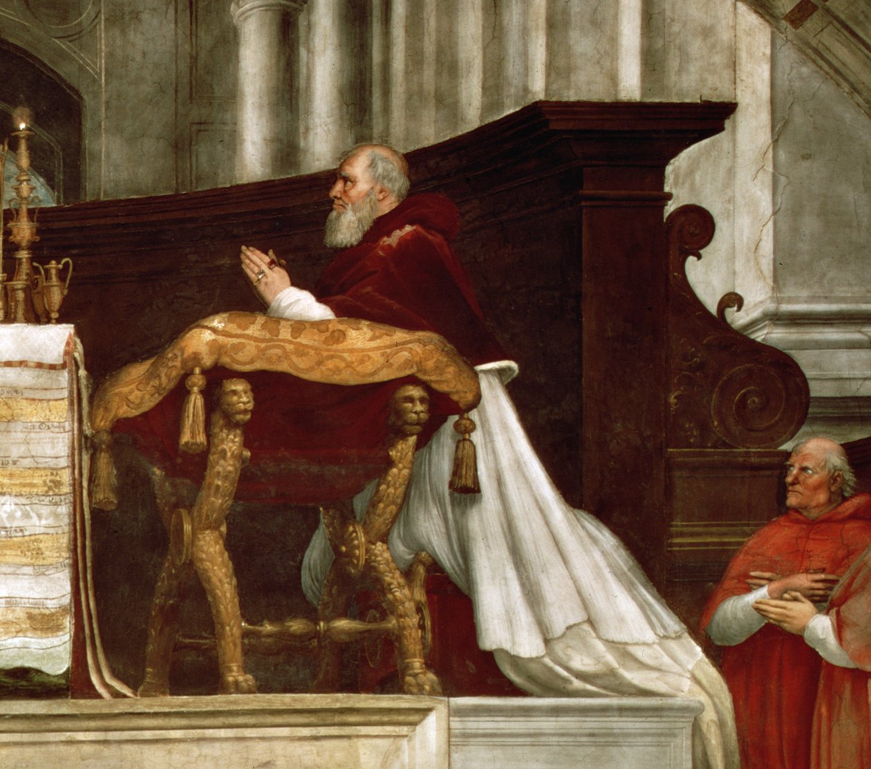 A bolsenai mise a Stanza dellEliodorból, 1511-14 freskórészlet a 30259-ből alkotó: Raffaello Sanzio Raphael