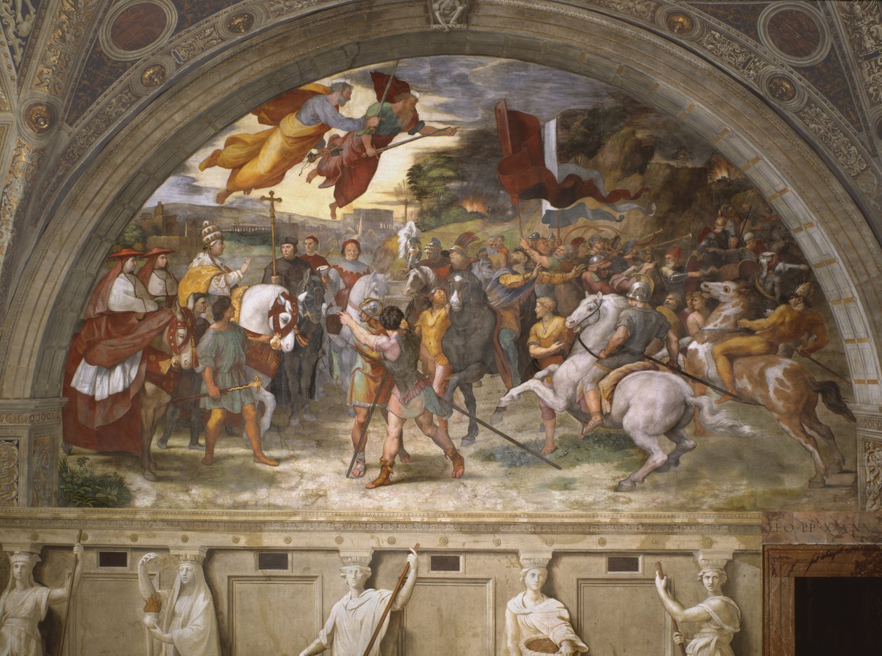 Nagy Leó és Attila találkozása, Stanza di Eliodoro, 1514 alkotó: Raffaello Sanzio Raphael