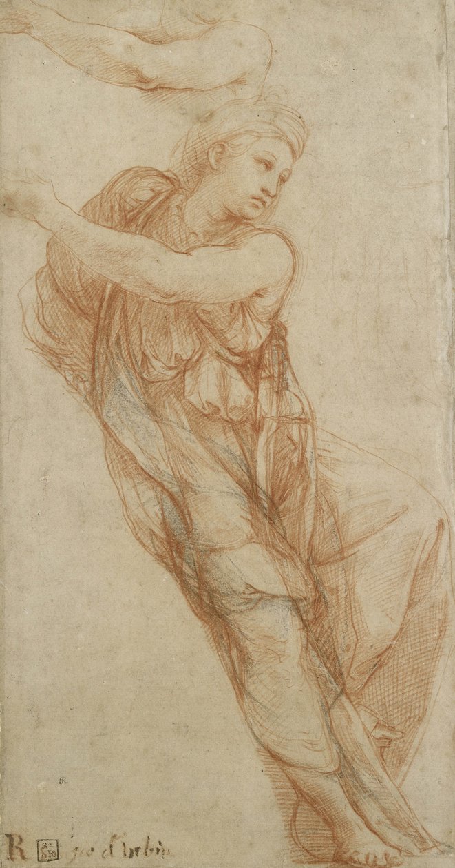 A frígiai szibilla (vörös kréta, némi fekete krétával, buff papírra) alkotó: Raffaello Sanzio Raphael
