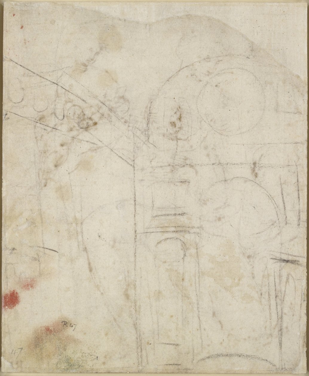 Verso: Egy fülke építészeti részlete, WA1846.159 alkotó: Raffaello Sanzio Raphael