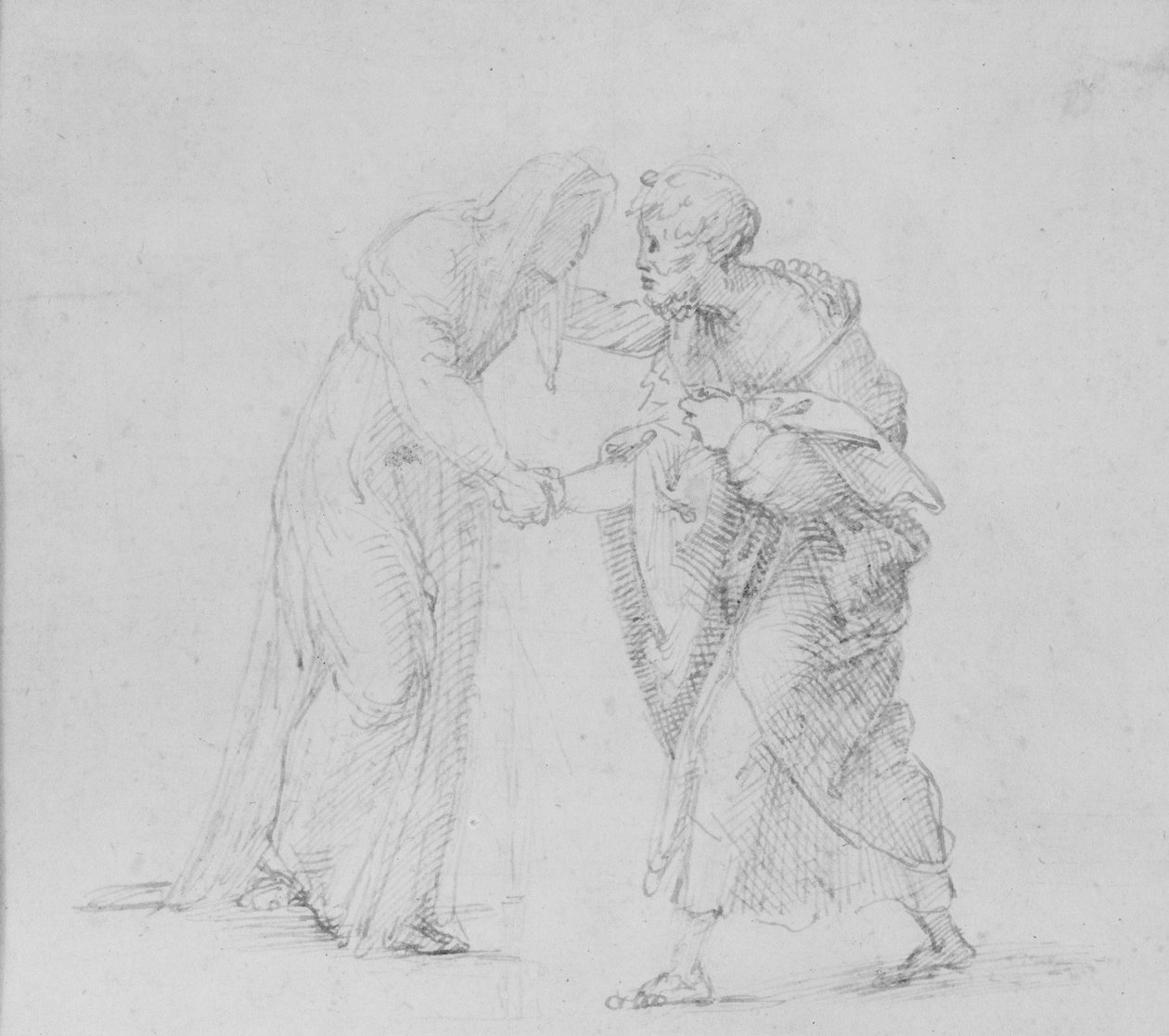 Verso: Joachim és Anna találkozását ábrázoló két figura kompozíciója, WA1846.204 alkotó: Raffaello Sanzio Raphael