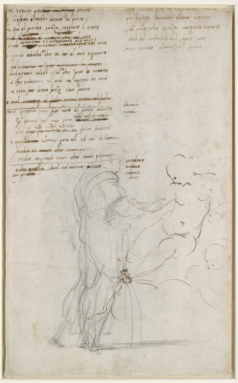 Verso: ábratanulmányok és szonettvázlat, WA1846.186 alkotó: Raffaello Sanzio Raphael