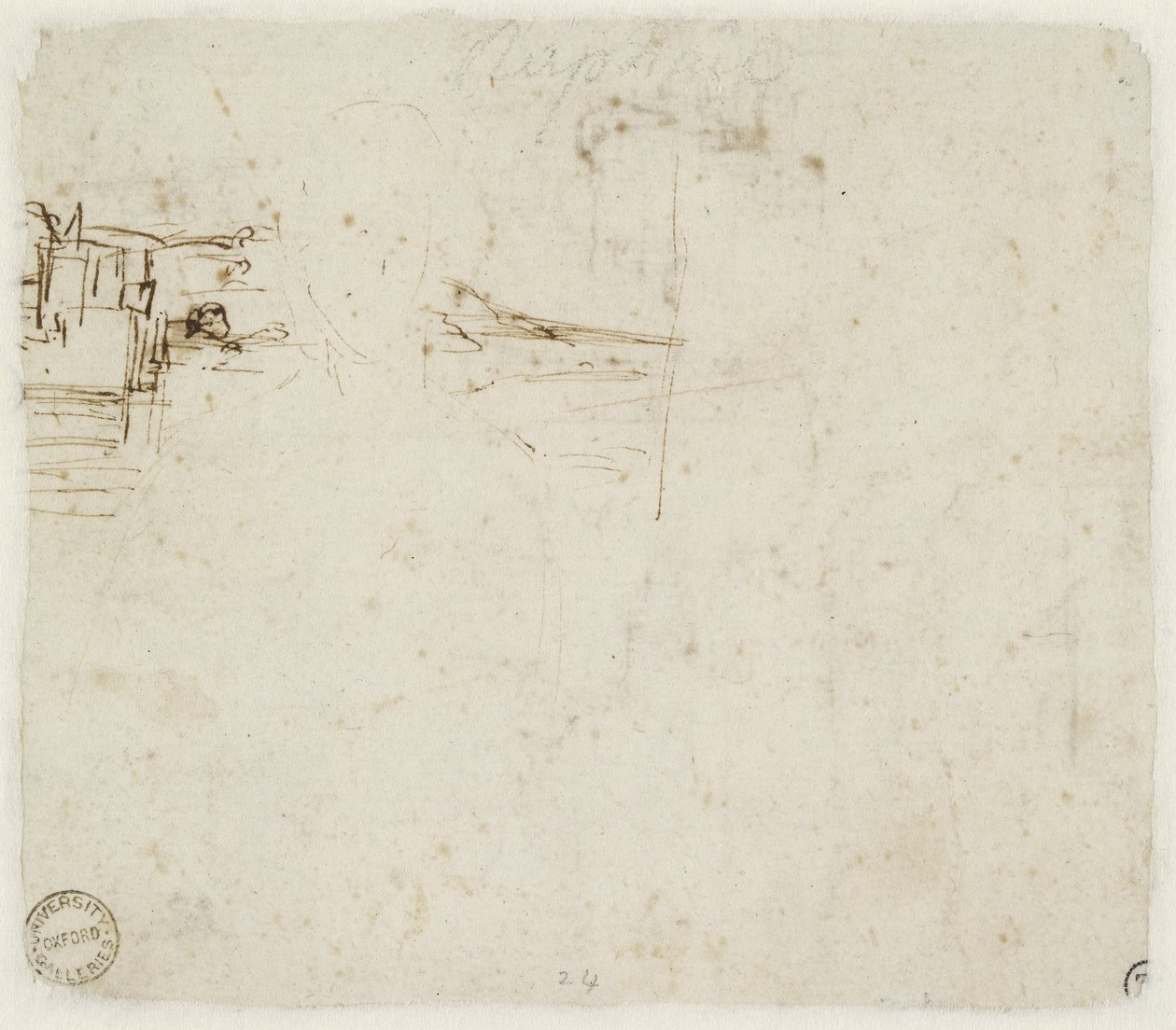 Verso: Tájvázlat Szűz Mária balra fordított fejének rövid tanulmányozásával, WA1846.152b alkotó: Raffaello Sanzio Raphael