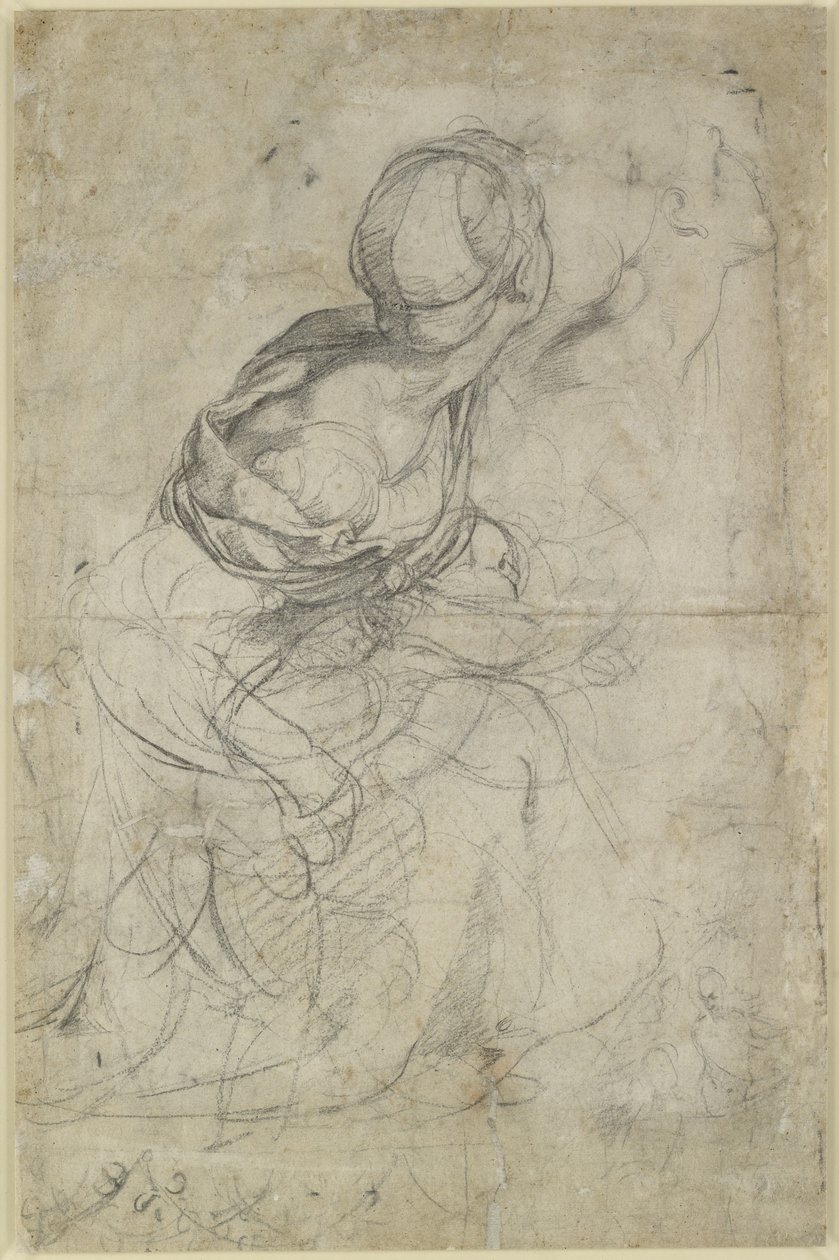 Verso: Tanulmányok két térdelő nő számára, WA1846.198 alkotó: Raffaello Sanzio Raphael