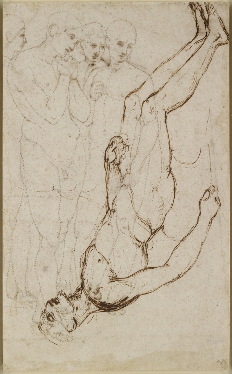 Verso: Krisztus testének tanulmányozása egy pietàban, WA1846.171 alkotó: Raffaello Sanzio Raphael