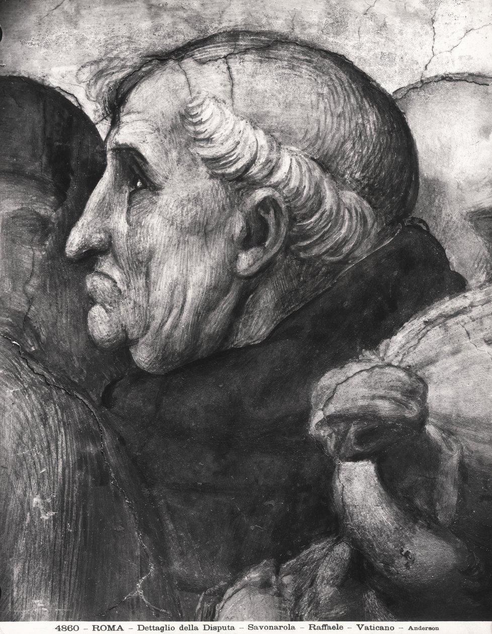Savonarola (1452-98) portréja La Disputából a Stanza della Segnaturában, 1508-11 alkotó: Raffaello Sanzio Raphael