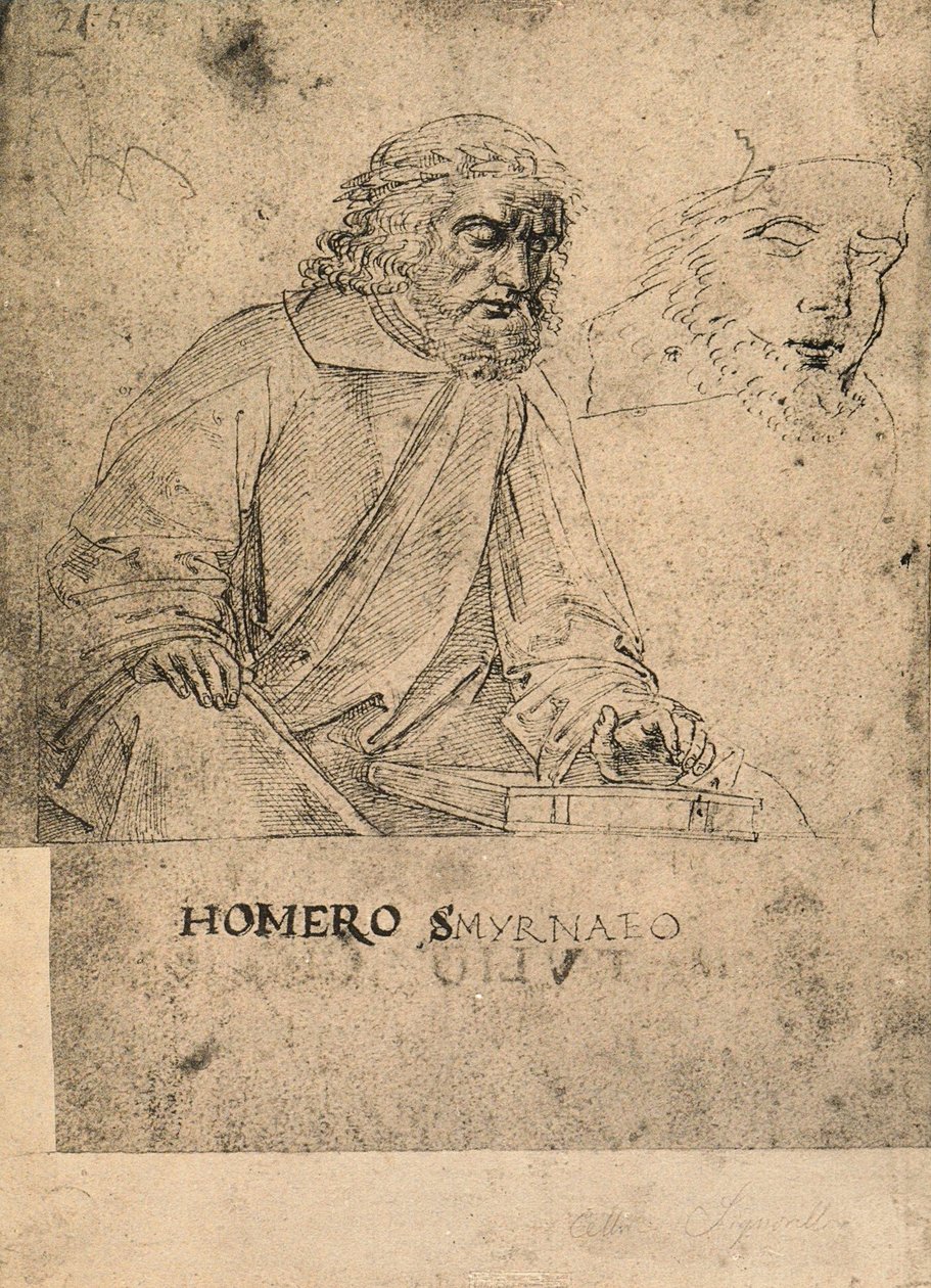 Homérosz; Raphael rajza. Gallerie dellAccademia, Velence alkotó: Raffaello Sanzio Raphael