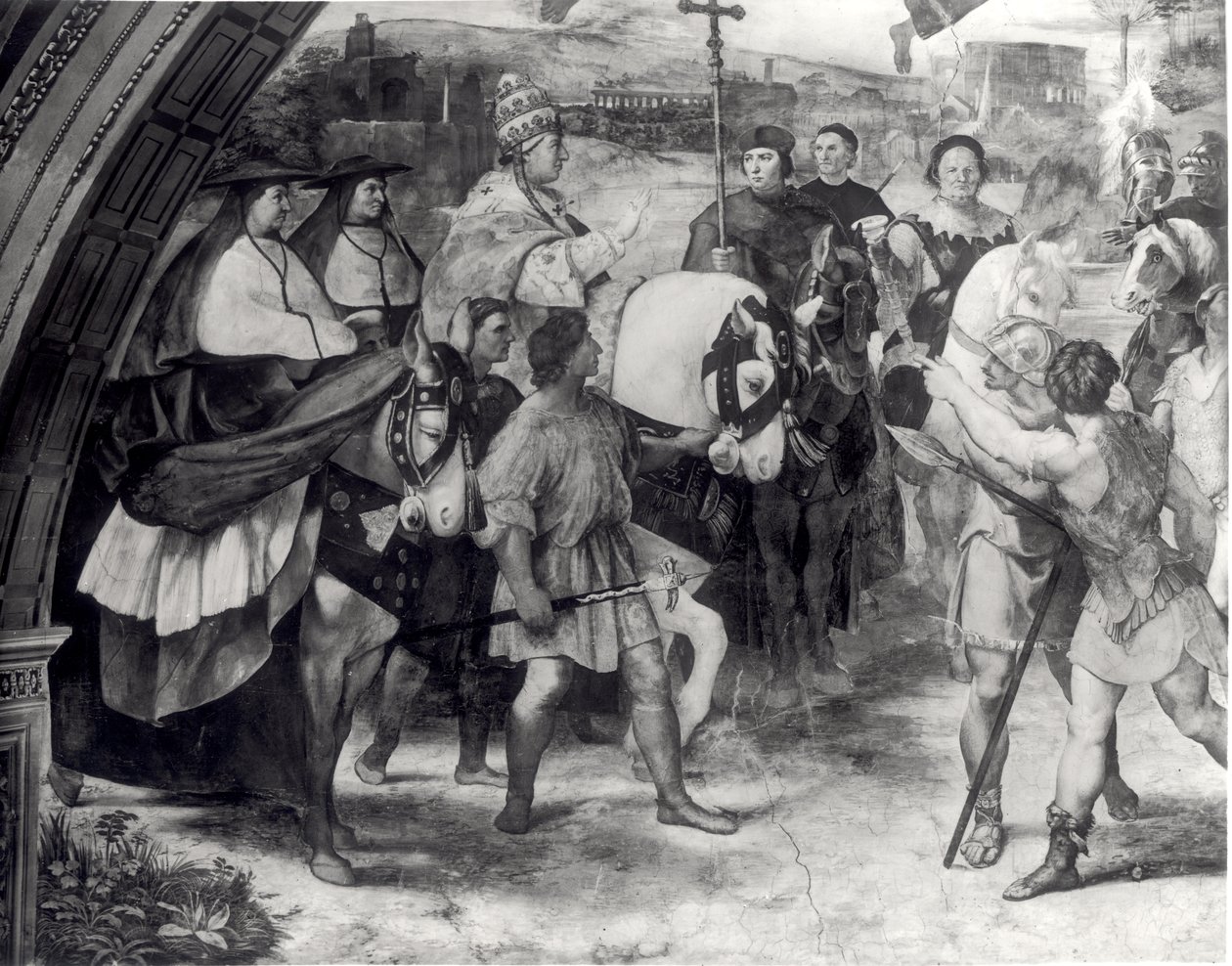 I. Leó pápa (390-461 körül) Attilát taszítva (406-453 körül) 1511-14 (154941 részlet) alkotó: Raffaello Sanzio Raphael