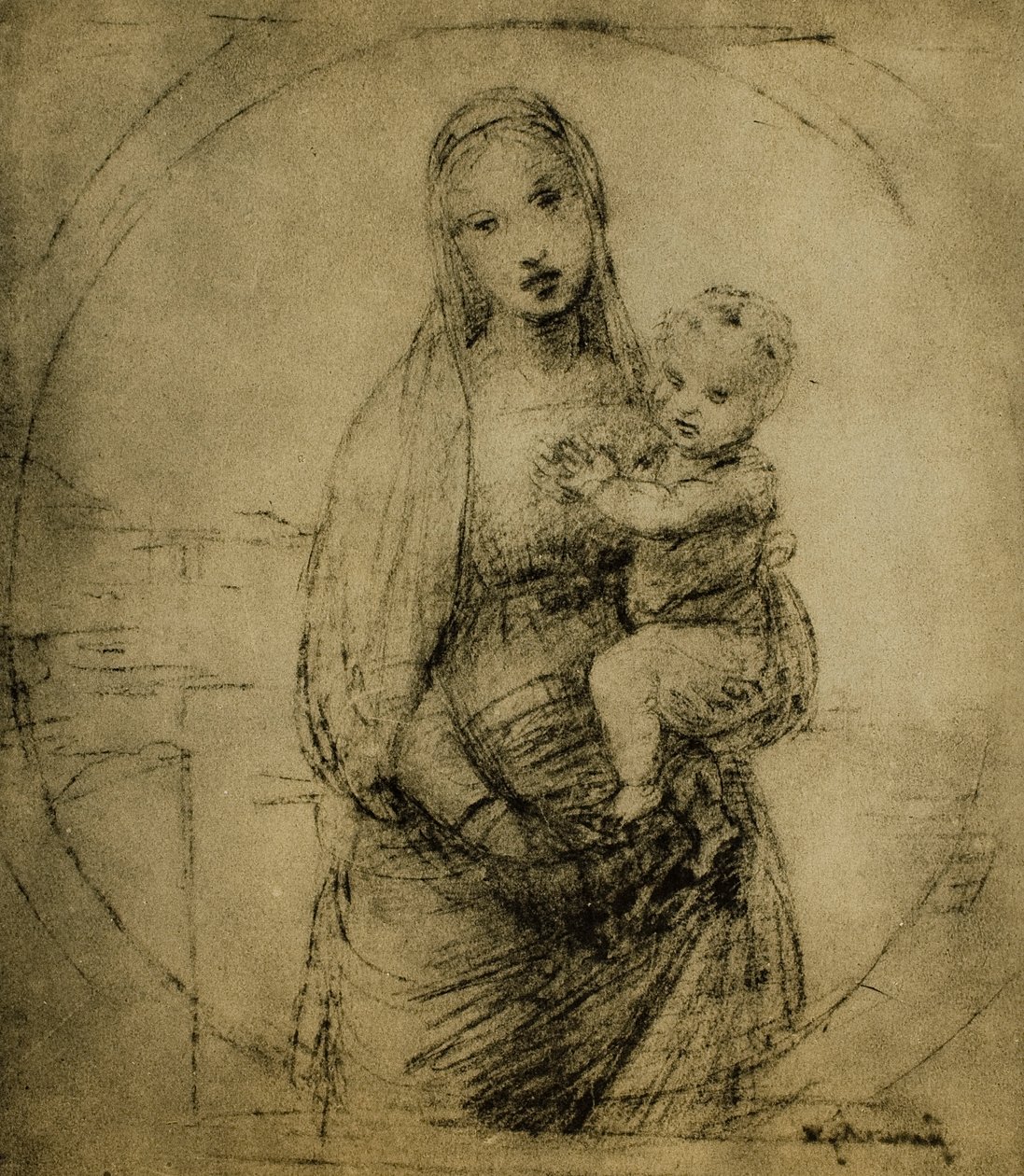 Tanulmány a Nagyherceg Madonna számára, Raphael rajza. Rajzok és nyomatok kabinetje, Uffizi Galéria, Firenze alkotó: Raffaello Sanzio Raphael