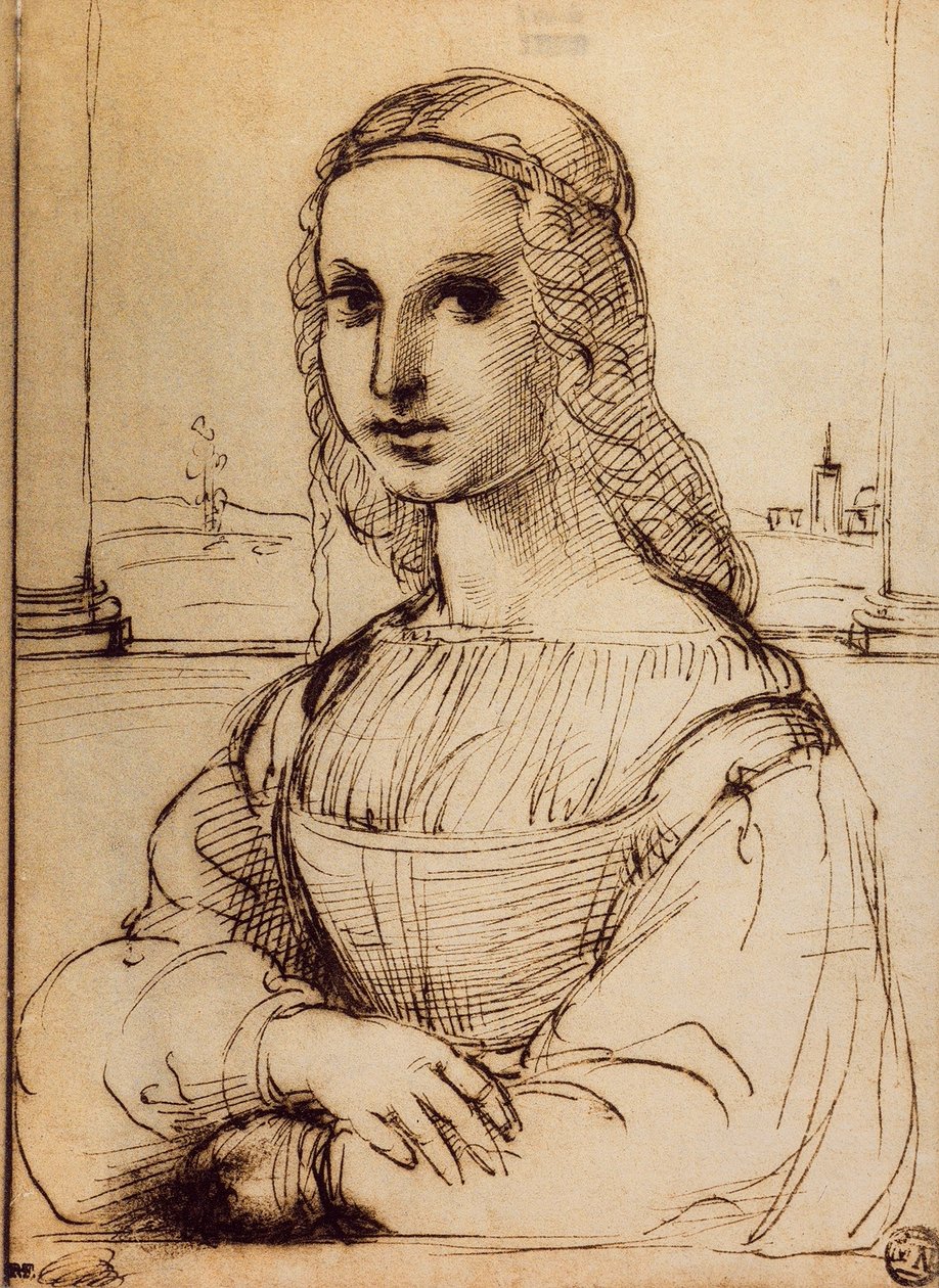 Tanulmány Maddalena Doni portréjához; Raphael rajza. Louvre, Párizs alkotó: Raffaello Sanzio Raphael