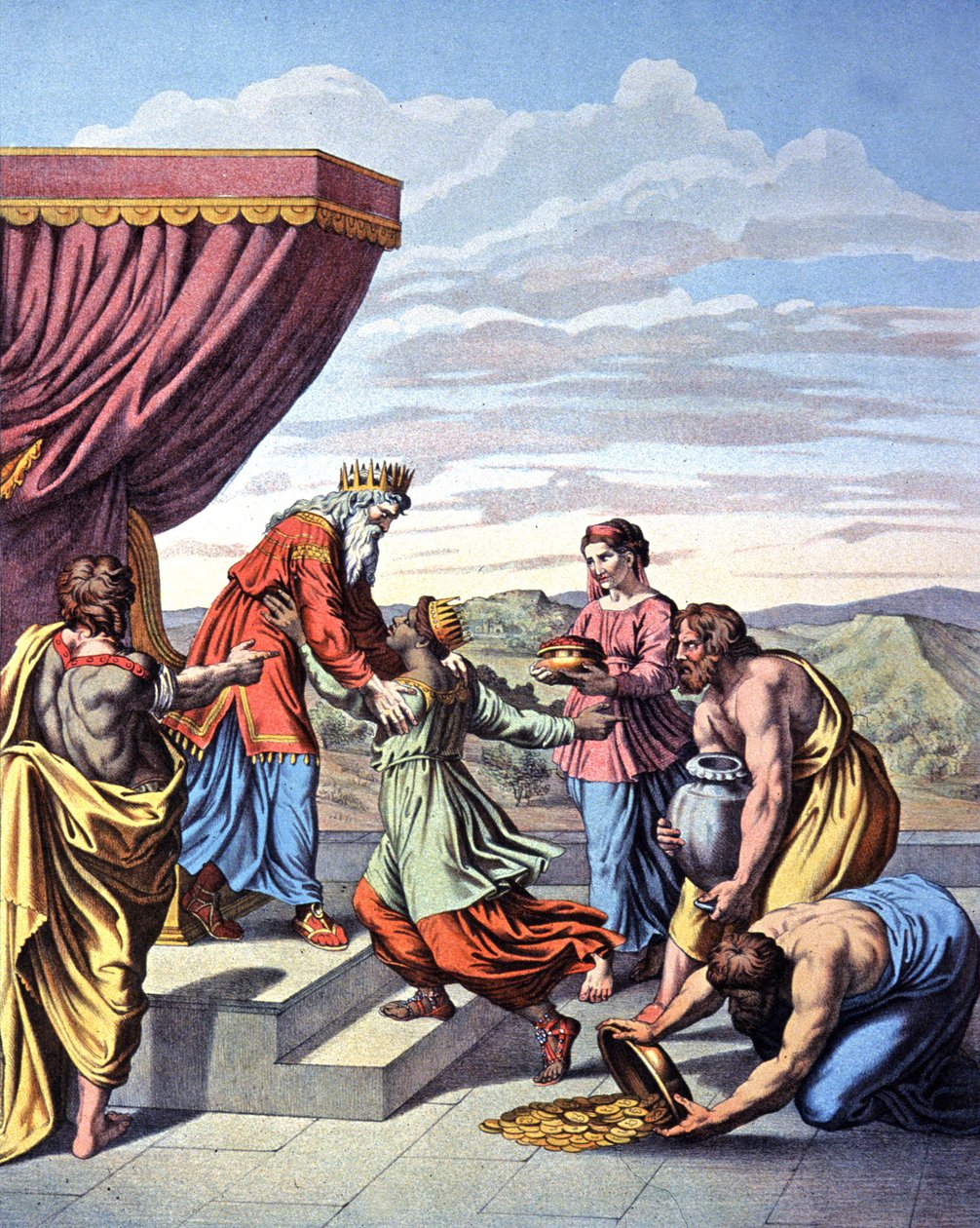 Találkozás Sába királynője és Salamon királya között, 1850 körül (litho) alkotó: Raphael (1483 1520) (after)
