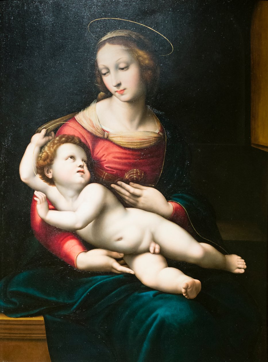 Szűz gyermekkel, Rafael után (olaj a panelen) alkotó: Raphael (1483 1520) (after)